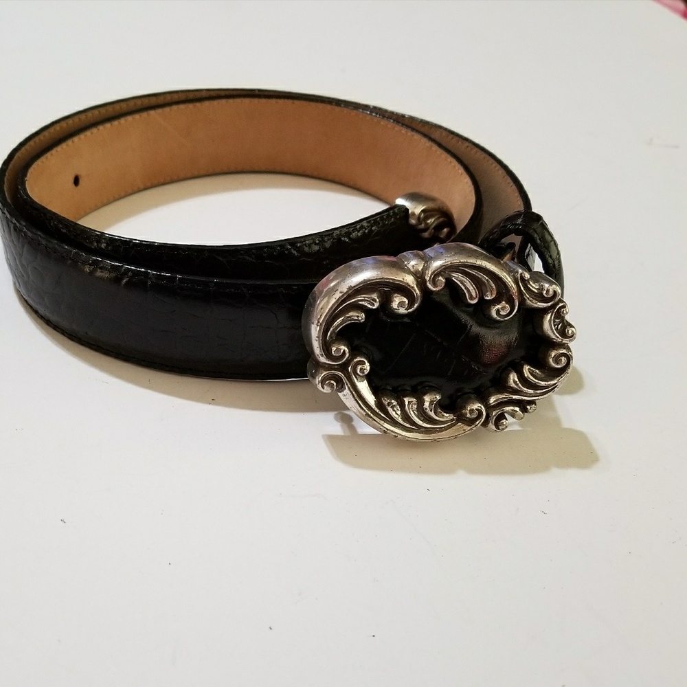 Brighton | Leather belt with silver details Med